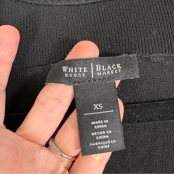 WHBM Womens XS Black Knit Sweater Draped Open Front Stretchy Business Office - Picture 3 of 5